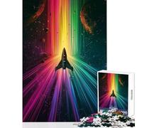 Puzzle da 1000 pezzi a forma di razzo spaziale arcobaleno decorazione da parete ottimo regalo per giochi educativi con pezzi completamente interconnessi di forma casuale dimensioni 38x26cm