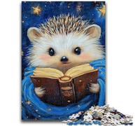 Puzzle da 1000 pezzi a forma di riccio che legge, regalo per adolescenti, gioco educativo, decorazione da parete, compleanno e Natale (38x26cm)