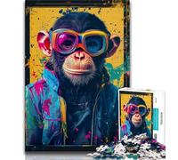 Puzzle da 1000 pezzi a forma di scimmia per adolescenti e adulti, aiuta il cervello a esercitare i giocattoli avvincenti per coltivare la pazienza, adatto alle coppie (75x50cm)