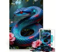 Puzzle da 1000 pezzi a forma di serpente blu con rose,gioco di incastro preciso,stimola la logica,ideale per il tempo libero e come regalo di compleanno 38x26cm