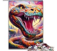 Puzzle da 1000 pezzi a forma di serpente colorato, in legno, per adulti, dimensioni 50x75cm, divertente per serate di gioco in famiglia, opera d'arte decorativa fai da te.