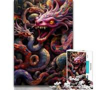 Puzzle da 1000 pezzi a forma di serpente colorato, regalo per adolescenti, antistress, sfida difficile, migliora l'amore tra coppie, 38x26cm