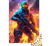 Puzzle da 1000 pezzi a forma di soldato dell'esercito al neon, per adulti e adolescenti, puzzle in legno per divertimento in famiglia e serate di gioco, 1000 pezzi (38x26 cm)