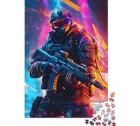 Puzzle da 1000 pezzi a forma di soldato dell'esercito al neon per adulti, regalo di Halloween, puzzle in legno per adulti, 1000 pezzi (75x50 cm)