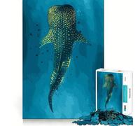 Puzzle da 1000 pezzi a forma di squalo balena in acque blu Gioco di abilità mentale,incastro stabile,parti che non si spostano Un passatempo divertente per i lunghi weekend (38x26cm)