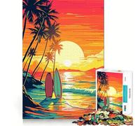 Puzzle da 1000 pezzi a forma di tavola da surf vintage retrò per adolescenti, rompicapo, attività per la casa, taglio premium, articolo regalo di Babbo Natale 38x26cm