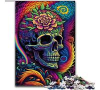 Puzzle da 1000 pezzi a forma di teschio colorato in legno, attività divertente per la casa 50x75cm, decorazione fai da te, regalo per le vacanze che stimola il cervello