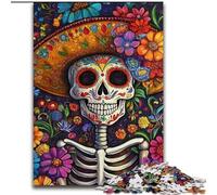 Puzzle da 1000 pezzi a forma di teschio di fiori per adulti e ragazzi, adatto dai 14 anni in su, idee regalo per migliorare la memoria (26x38cm)