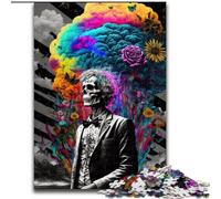 Puzzle da 1000 pezzi a forma di teschio di rosa in legno, idea regalo unica per la casa fai da te 50x75cm per adolescenti e famiglie, decorazione fai da te perfetta e sfida rompicapo