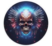 Puzzle da 1000 pezzi a forma di teschio galattico con ali,in cartone rotondo,per adolescenti e famiglie,perfetto come decorazione fai da te e come sfida per stimolare la mente (67,5x67,5 cm)