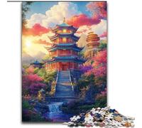 Puzzle da 1000 pezzi a forma di torre in stile giapponese per adolescenti, interessante strumento per ridurre lo stress e favorire l'interazione genitore-figlio (50x75cm)