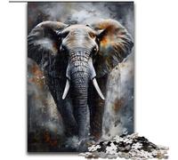 Puzzle da 1000 pezzi a olio con ritratto di elefante in legno, rompicapo ad alta difficoltà per adolescenti, 50x75cm, Natale o compleanni