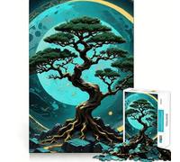 Puzzle da 1000 pezzi a tema albero bonsai spaziale per adulti, gioco intelligente e rilassante, con schema di assemblaggio, (38x26cm)