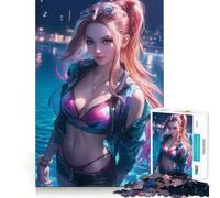 Puzzle da 1000 pezzi a tema anime "Night Poolside" per adulti e ragazzi, ideale per sviluppare le capacità cognitive, con bordi precisi e un design elegante (50x75cm)