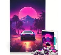 Puzzle da 1000 pezzi a tema auto synthwave un gioco interattivo che allena la mente e la manualità con pezzi a incastro di forma casuale 50x75cm