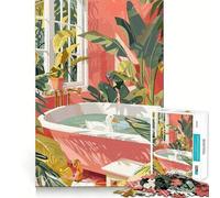 Puzzle da 1000 pezzi a tema bagno tropicale con anatra e bordi lisci, gioco divertente e rilassante, ideale come regalo di compleanno (50x75cm)