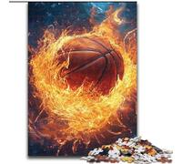 Puzzle da 1000 pezzi a tema basket con fiamme per adulti e ragazzi, perfetto per le serate di gioco, giocattolo colorato da regalare a casa (26x38cm)
