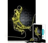 Puzzle da 1000 pezzi a tema basket,neon,sport,bordi lisci,gioco di abilità mentale,divertimento,tempo libero,regalo di compleanno,hobby (38x26cm)