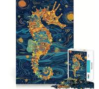 Puzzle da 1000 pezzi a tema cavalluccio marino in una notte stellata, ideale per ragazzi Migliora la memoria, favorisce il relax e offre un'esperienza creativa e stimolante (50x75cm)