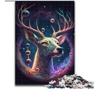 Puzzle da 1000 pezzi a tema Cervo Cosmico Trippy in legno, idea regalo unica per la casa fai da te 50x75cm per adolescenti e famiglie, decorazione fai da te perfetta e sfida rompicapo