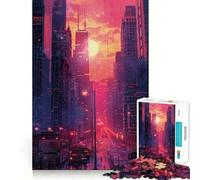Puzzle da 1000 pezzi a tema Chicago Cyberpunk,con incastri fluidi,divertente gioco di logica e abilità,ideale per momenti di svago e per decorare la casa durante il periodo natalizio (38x52cm)