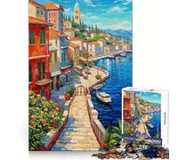 Puzzle da 1000 pezzi a tema città di mare per ragazzi, gioco stimolante e rilassante, taglio preciso, lista dei desideri di Babbo Natale (38x52cm)