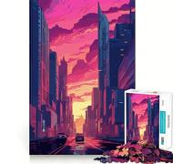 Puzzle da 1000 pezzi a tema città fantascientifica cyberpunk, ideale per adulti, con elementi di logica e gioco rilassante, bordi trasparenti e un regalo speciale (38x52cm)