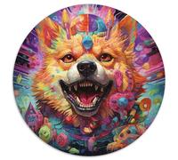 Puzzle da 1000 pezzi a tema Corgi psichedelico. Sviluppa la coordinazione occhio-mano, perfetto come regalo di compleanno (67,5x67,5 cm).