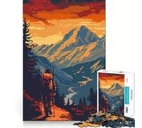 Puzzle da 1000 pezzi a tema escursionismo in montagna in stile retrò per adulti, ideale per rafforzare la memoria, per un divertimento informale, con bordi netti e un design classico (50x75cm)