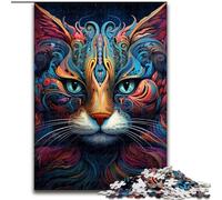 Puzzle da 1000 pezzi a tema gatto psichedelico, stimolante, sviluppa la coordinazione occhio-mano, perfetto come regalo di compleanno (dimensioni 26x38cm)