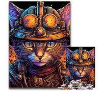 Puzzle da 1000 pezzi a tema gatto steampunk, attività stimolante per tutta la famiglia, sfida per il cervello, regalo perfetto per adolescenti, 26X38CM/10,23x14,96 pollici.