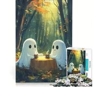 Puzzle da 1000 pezzi a tema Halloween: festa del tè con i fantasmi, gioco interattivo, regalo di compleanno, compleanno e Natale 38x52cm