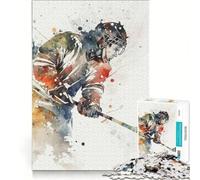 Puzzle da 1000 pezzi a tema hockey su ghiaccio gioco rompicapo regalo di compleanno con pezzi di forma casuale completamente ad incastro 38x26cm