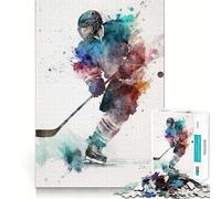 Puzzle da 1000 pezzi a tema hockey su ghiaccio per adulti, gioco per allenare la mente, divertimento casual, taglio di precisione, regalo artistico 50x75cm