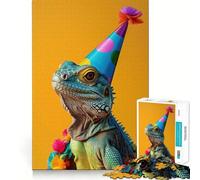 Puzzle da 1000 pezzi a tema iguana per feste di compleanno, lucertola, ideale per adulti, antistress, con bordi precisi e un regalo speciale (38x26cm)