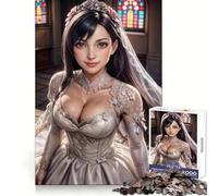 Puzzle da 1000 pezzi a tema matrimonio di Tifa Lockhart, ideale per adolescenti, gioco di logica, attività per la casa, bordi trasparenti, regalo perfetto 38x52cm