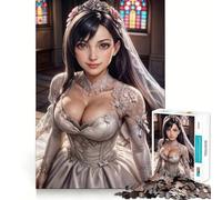 Puzzle da 1000 pezzi a tema matrimonio di Tifa Lockhart, ideale per adolescenti, gioco di logica, attività per la casa, bordi trasparenti, regalo perfetto 38x52cm