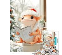 Puzzle da 1000 pezzi a tema natalizio con axolotl e lucertola ideale come toilette Un gioco che crea dipendenza per coltivare la pazienza rilassante e antistress Un'ottima idea regalo (50x75cm)