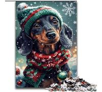 Puzzle da 1000 pezzi a tema natalizio con bassotto Un puzzle da 1000 pezzi stimolante per adolescenti, perfetto come decorazione per la casa o come regalo (dimensioni 50x75cm)