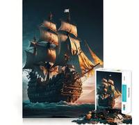 Puzzle da 1000 pezzi a tema nave pirata per adulti, ideale come regalo per sviluppare la logica e la capacità di completare il puzzle con calma e precisione (38x52cm) Regalo elegante