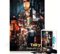 Puzzle da 1000 pezzi a tema "Notte di street food di Tokyo" per adulti Gioco intelligente per interni, taglio preciso, regalo perfetto 50x75cm