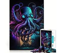 Puzzle da 1000 pezzi a tema polpo cyberpunk per adulti, stimola la memoria, ideale per il relax, con tagli precisi, perfetto come regalo per le vacanze (50x75cm)