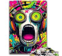 Puzzle da 1000 pezzi a tema Robot Graffiti per adolescenti, regalo per aiutare il cervello a esercitare i giocattoli avvincenti per coltivare la pazienza, adatti alle coppie (50x75cm)
