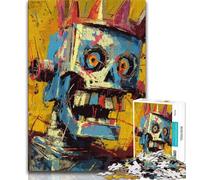 Puzzle da 1000 pezzi a tema robot nello stile di Basquiat, idea regalo per adolescenti, aiuta il cervello a esercitare i giocattoli avvincenti per coltivare la pazienza, adatto alle coppie (38x26cm)