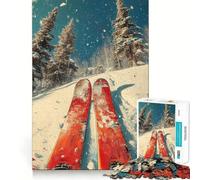 Puzzle da 1000 pezzi a tema sci vintage per adulti e ragazzi, ideale per migliorare la memoria e favorire il rilassamento, perfetto per l'assemblaggio e come regalo di Natale 38x52cm