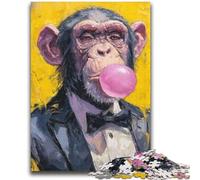 Puzzle da 1000 pezzi a tema scimpanzé per adolescenti, difficile da completare ma divertente e umoristico, regalo di compleanno, regalo, decorazione murale (38x52cm)