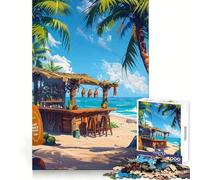 Puzzle da 1000 pezzi a tema spiaggia tropicale con surf, ideale per adulti Sviluppa le capacità logiche, si srotola facilmente e si incastra in modo sicuro (38x52cm)