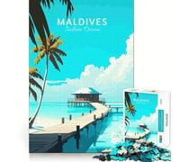 Puzzle da 1000 pezzi a tema "Vacanze al mare",con tagli precisi,ideale per sviluppare le capacità cognitive,perfetto per il tempo libero e come regalo di Natale rilassante (38x52cm)