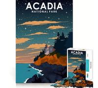 Puzzle da 1000 pezzi "Acadia National Park Night" con incastro perfetto, ideale per stimolare la mente, per momenti di relax e per decorare la parete durante il periodo natalizio (50x75cm)