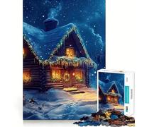 Puzzle da 1000 pezzi "Accogliente casetta di Natale di Babbo Natale" per adulti, ideale per migliorare la memoria, alleviare l'ansia e creare un'opera d'arte da parete con bordi netti (50x75cm)